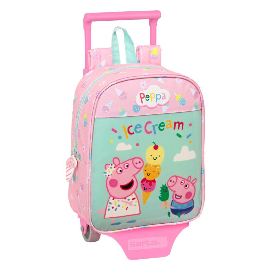 Школьный рюкзак с колесиками Peppa Pig Ice cream Зеленый Розовый 22 x 27 x 10 cm