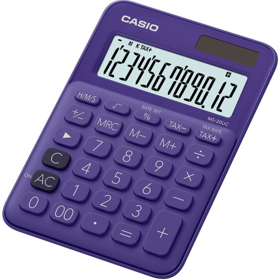 Калькулятор настольный базовый CASIO MS-20UC-PL 12 разрядов 1 строка батарейное/солнечное питание - фиолетовый