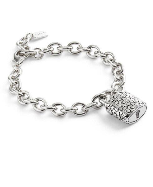 Faux Stone Signature Quilted Padlock Charm Bracelet