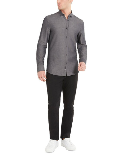 Men's 4-Way Stretch Solid Button-Down Shirt