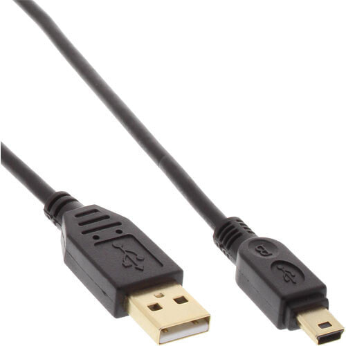 InLine USB 2.0 Mini Cable - Type A male / mini-B male (5pin) - black/gold - 5m
