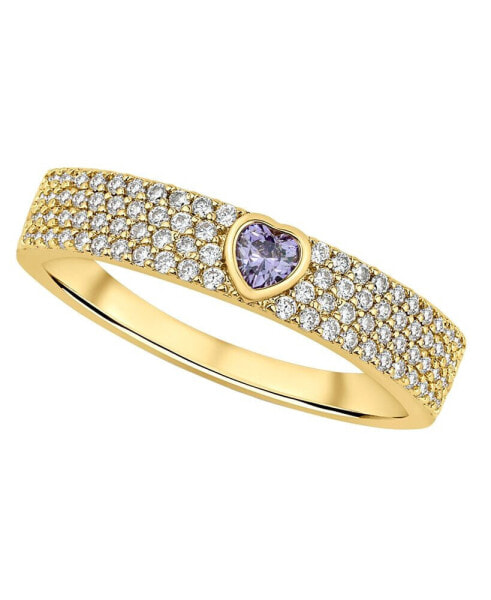 Cubic Zirconia 18K Gold-Plated Heart Ring