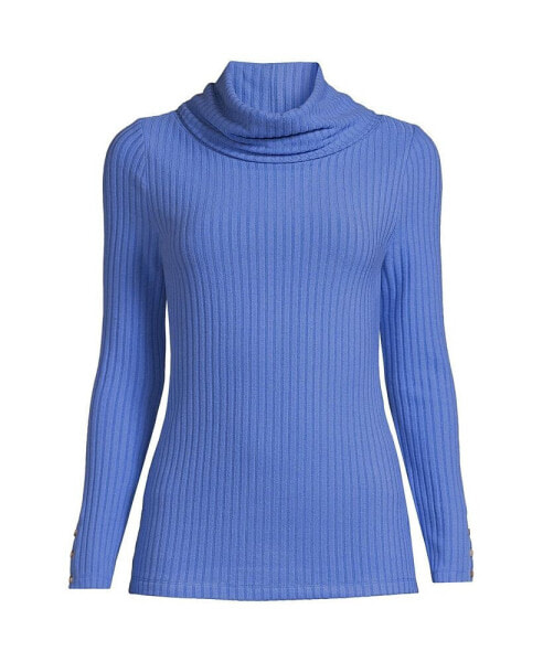 Women's Long Sleeve Wide Rib Cowl Neck Tee