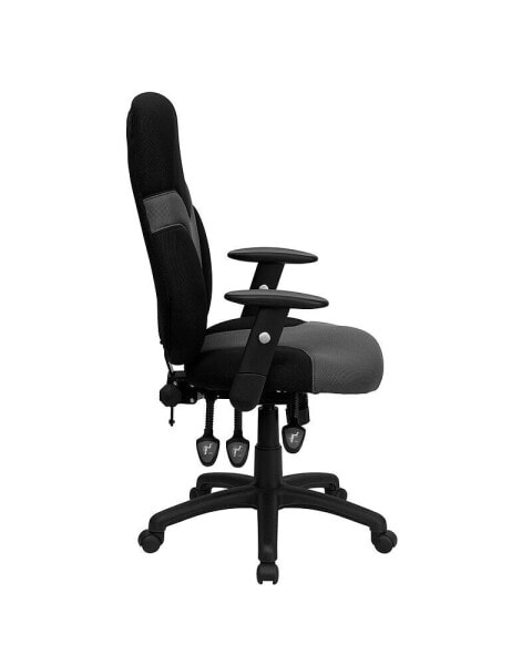 High Back Ergonomic Black And Gray Mesh Swivel Task Chair With Adjustable Arms