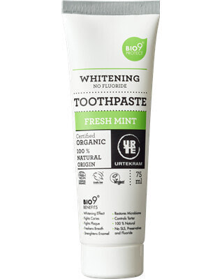 Urtekram Whitening Bio Toothpaste Органическая отбеливающая зубная паста без фтора  75 мл