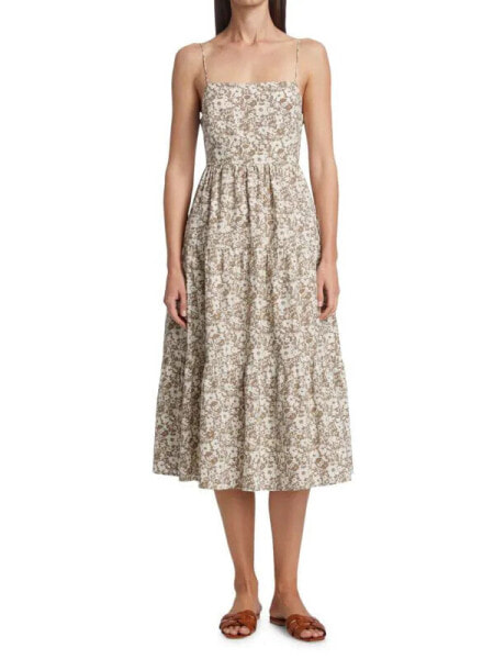 Платье женское Rails Leni Floral Tiered MIDI-Dress бежево-коричневое размер L