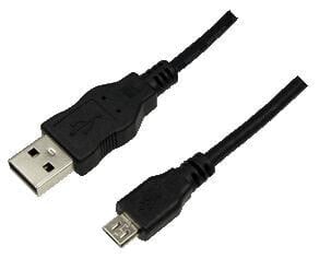 Шнур USB 0.60 м USB A-USB Micro B Male/Male черный LogiLink