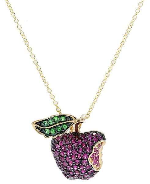 Ruby (1-1/2 ct. t.w.), Tsavorite (1/5 ct. t.w.) Pink Sapphire (1/5 ct. t.w.) Pendant in 14K Gold