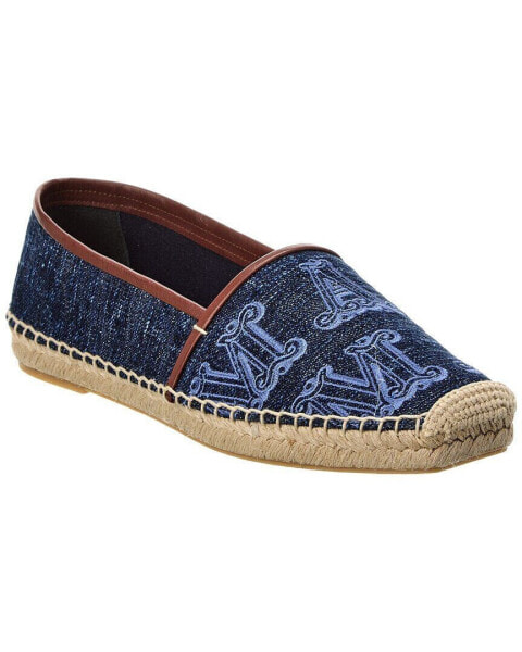 Max Mara Elid Denim & Leather Espadrille Women's Blue 39