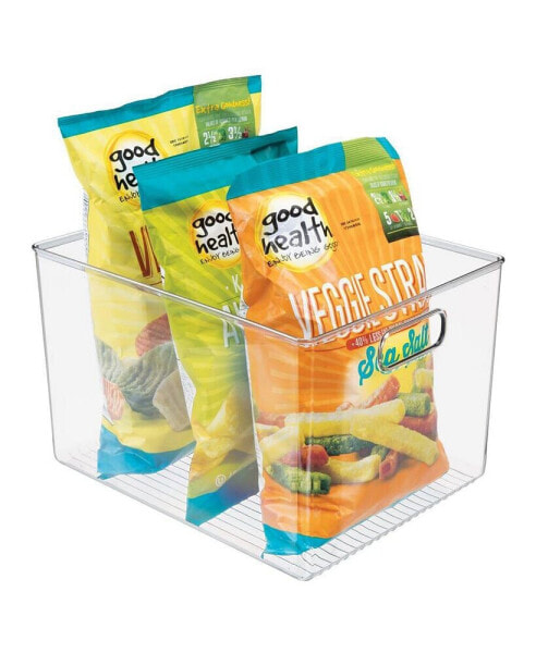 Plastic Kitchen Pantry Storage Organizer Container Bin, Handles - Clear