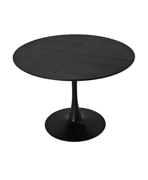 Modern Round Dining Table with Patchwork Tabletops and Metal Base