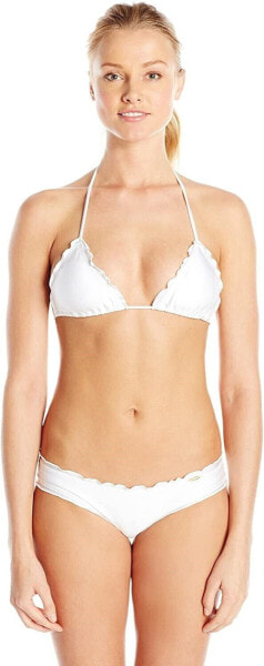 Luli Fama Women's Cosita Buena Ruched-Back Bikini White Bottom size Large 180132