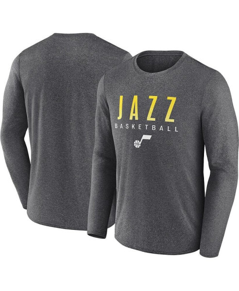 Men's Heather Charcoal Utah Jazz Where Legends Play Iconic Practice Long Sleeve T-shirt