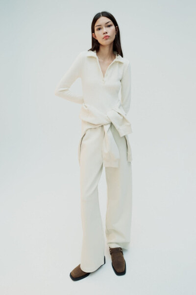 Clean interlock plush straight-leg trousers