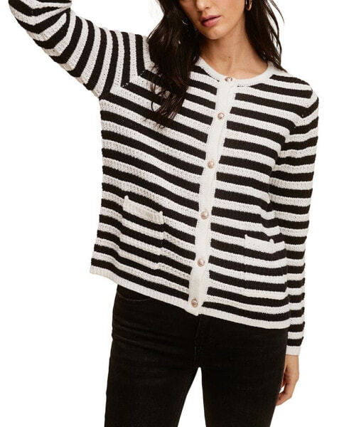 Striped Cardigan With Gold Buttons