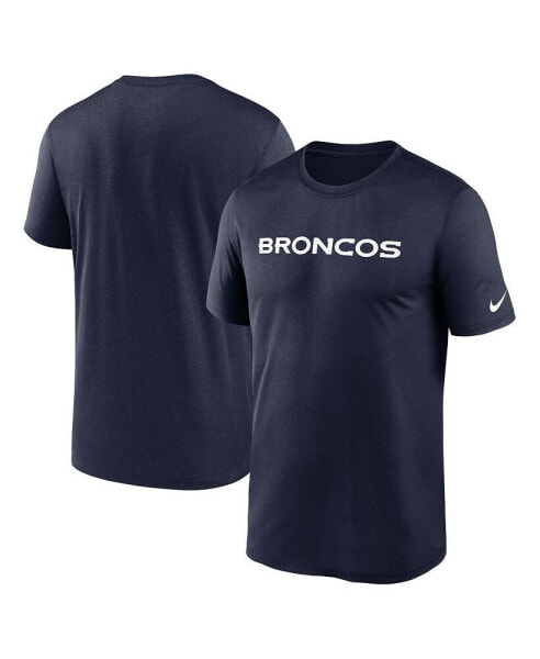 Men's Navy Denver Broncos Legend Wordmark Performance T-shirt
