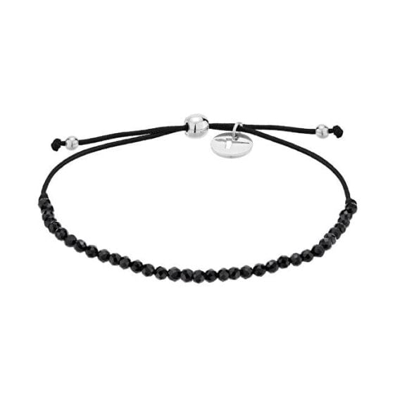 Black string bracelet with onyxes TJ-0125-B-17