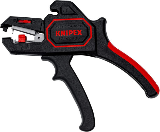 KNIPEX 12 62 180 Automatic Wire Stripper, 0.2–6 mm², Fine Adjustment, Adjustable Length Stop, Wire Stripping Tool