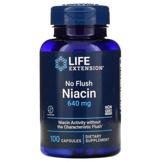 Витамины B группы No Flush Niacin, 640 мг, 100 капсул Life Extension