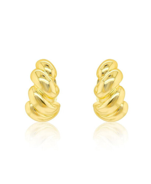 Yellow Gold Tone Chunky Swirl Earrings