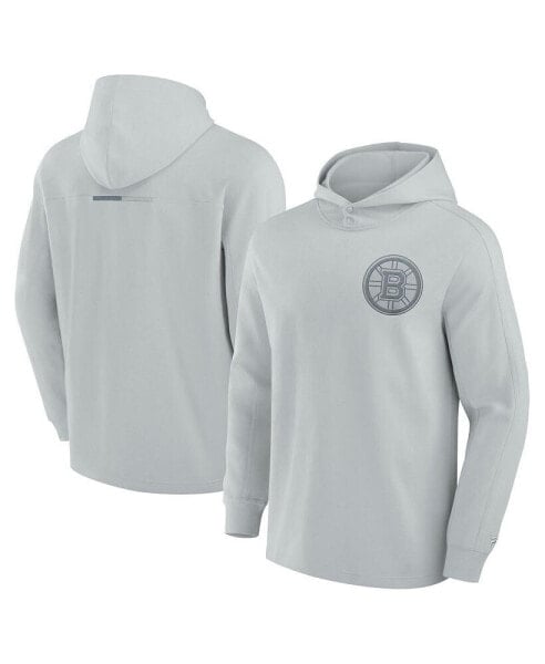 Men's Gray Boston Bruins Elements Lightweight Tri-Blend Fleece Hoodie