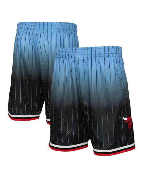 Men's Black and Light Blue Chicago Bulls 1995/96 Hardwood Classics Fadeaway Reload 3.0 Swingman Shorts