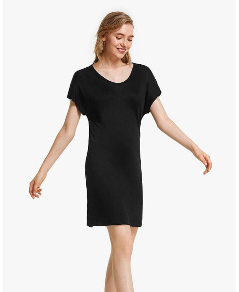 T-shirt Style Silk-Knit Sleep Dress for Women