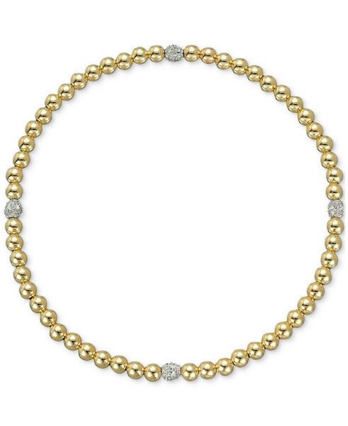 Diamond Accent Bead Link Bracelet in 14k Gold & White Gold