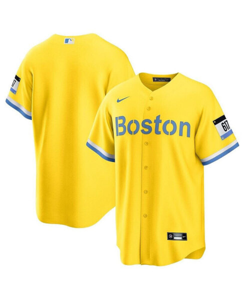 Men's Gold, Light Blue Boston Red Sox City Connect Replica Jersey