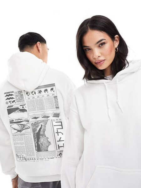 ASOS DESIGN oversized hoodie in white with back photographic print