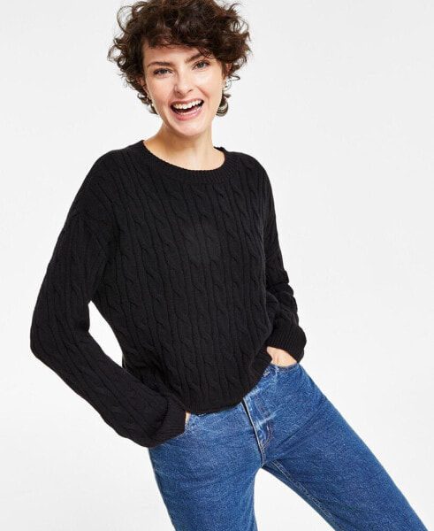 Petite Lightweight Cable Cropped Sweater