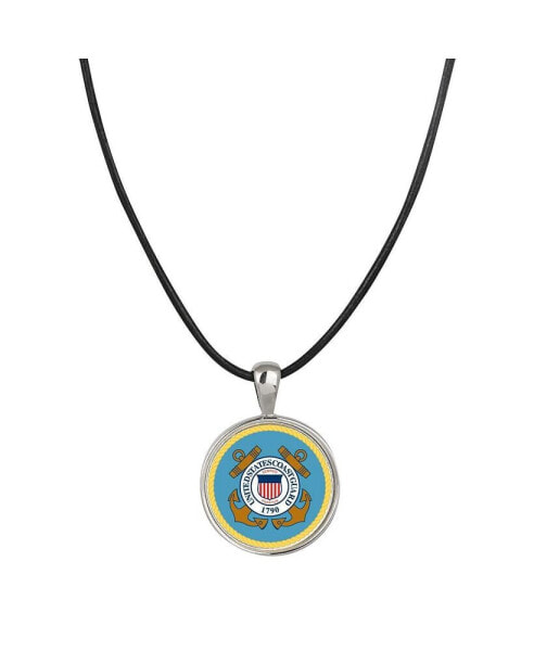 16375 Coast Guard Colorized Quarter Pendant with Leather Cord for Men