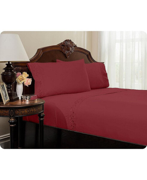 Embroidered Microfiber Bed Sheets Set - Full