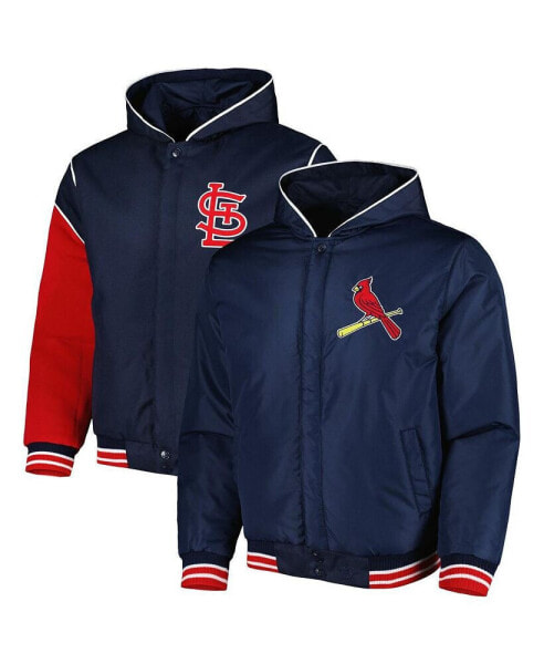 Куртка с капюшоном JH Design мужская Разворотная Флисовая Full-Snap Navy St. Louis Cardinals