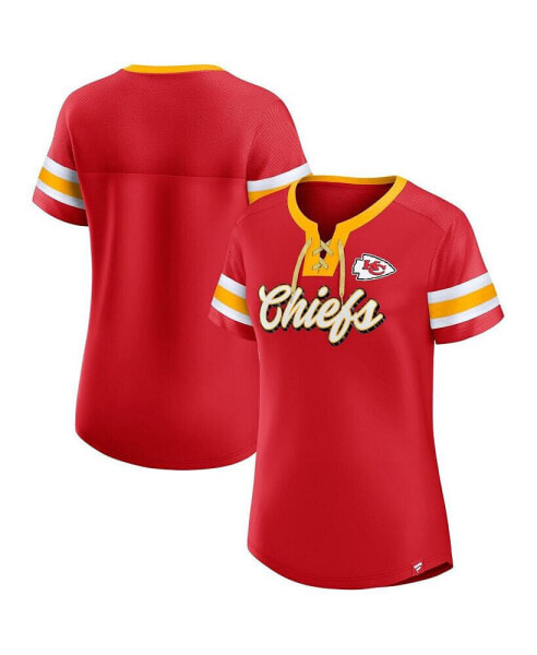 Women's Red Kansas City Chiefs Original State Lace-Up T-shirt
