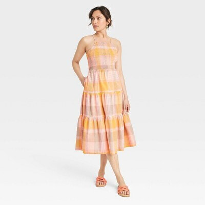 Women's Sleeveless Smocked Linen Midi Sundress - Universal Thread