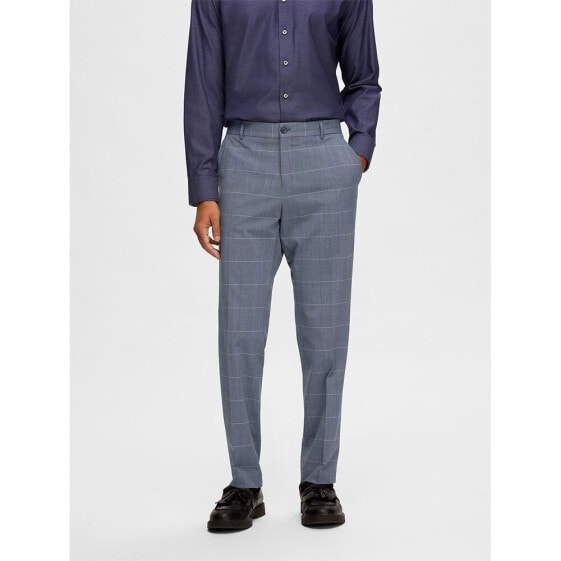 SELECTED Slim Liam Blue Check dress pants