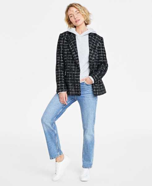 Women's Metallic Plaid Tweed Blazer, Created for Macy's