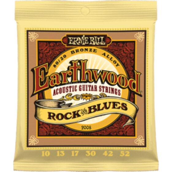 Ernie Ball EB2008 Earthwood Rock & Blues 80/20 Acoustic Strings 10-52