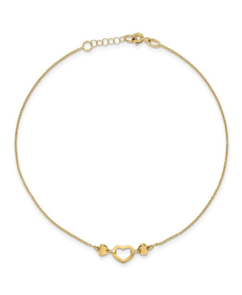 Polished Heart Anklet in 14k Yellow Gold