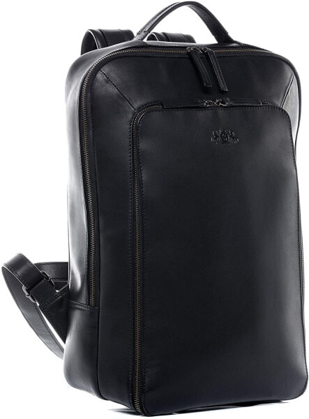 SID & VAIN Dylan Premium Leather Backpack I Large Leather Backpack for Men and Women 15.4 Inch Laptop Compartment I Laptop Backpack Black Handmade, black, Rucksack