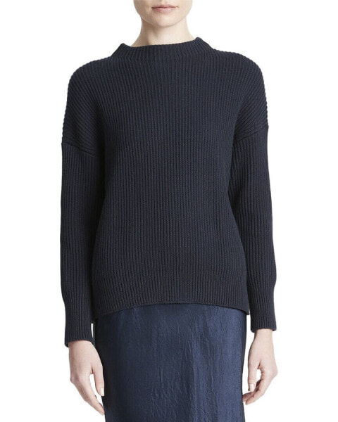 Vince Ribbed Funnel Neck Cashmere-Blend Top Women's