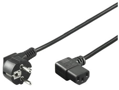 Wentronic Angled IEC Cord on Both Sides - 5 m - Black - 5 m - Power plug type F - IEC C13 - H05VV-F3G - 250 V