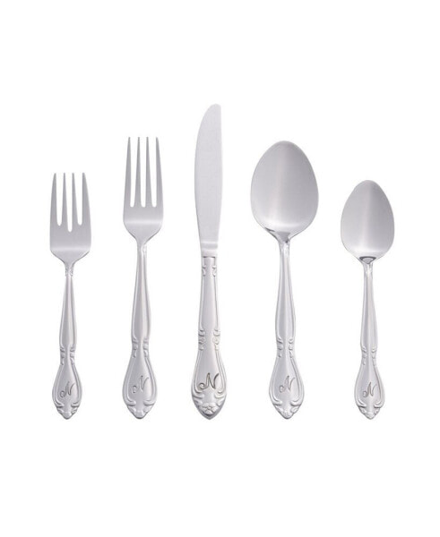 Riverridge Rose 46 Piece Monogrammed Flatware Set - N, Service for 8