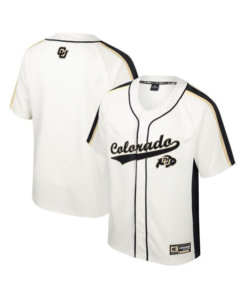 Men's Cream Distressed Colorado Buffaloes Ruth Button-Up Baseball Jersey