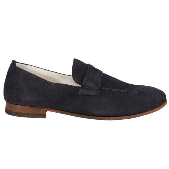 Lucchese Navy Snuff Suede Loafer Plain Toe Dress Mens Blue BL4000