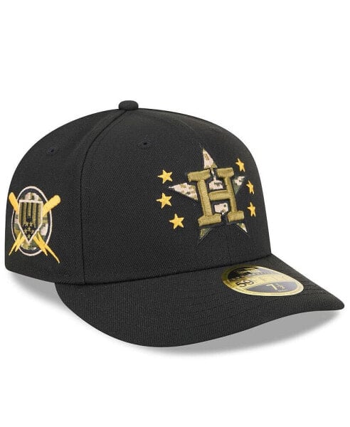 Бейсболка New Era Мужская черная Houston Astros 2024 Armed Forces Day Low Profile 59FIFTY Fitted Hat