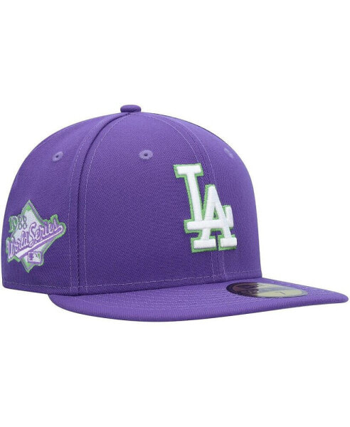 Men's Purple Los Angeles Dodgers Lime Side Patch 59FIFTY Fitted Hat