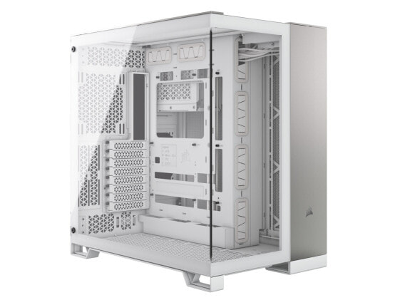 CORSAIR 6500X Mid-Tower Dual Chamber PC Case, White/Satin Gray Aluminum, CC-9011