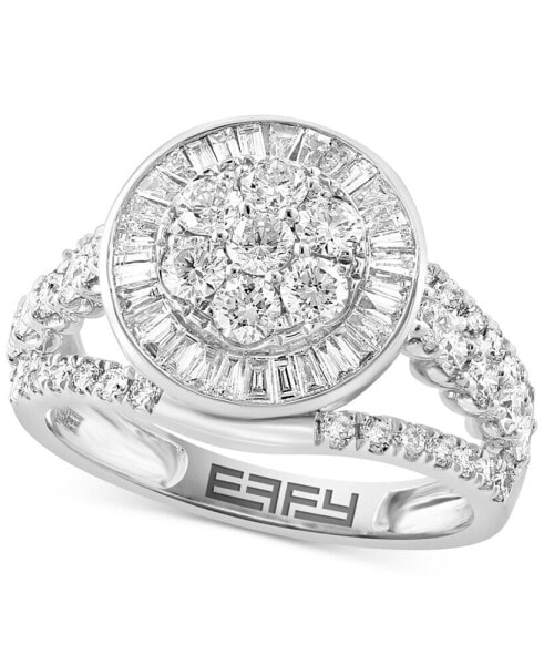 EFFY® Diamond Round & Baguette Circle Cluster Ring (1-5/8 ct. t.w.) in 14k White Gold